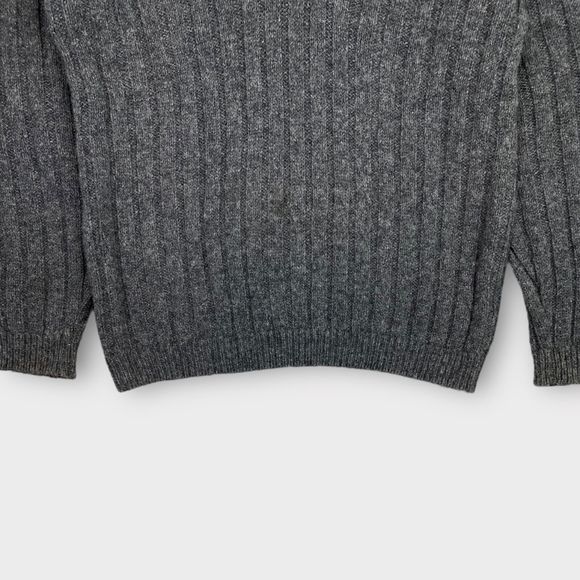 Woolrich Sweater Mens Large Wool Gray Made in USA Shawl Ribbed Nordic Fisherman - Picture 5 of 9